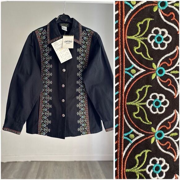 NWT Bob Mackie Wearable Art Shacket Shirt Embroidered Small - Picture 4 of 4